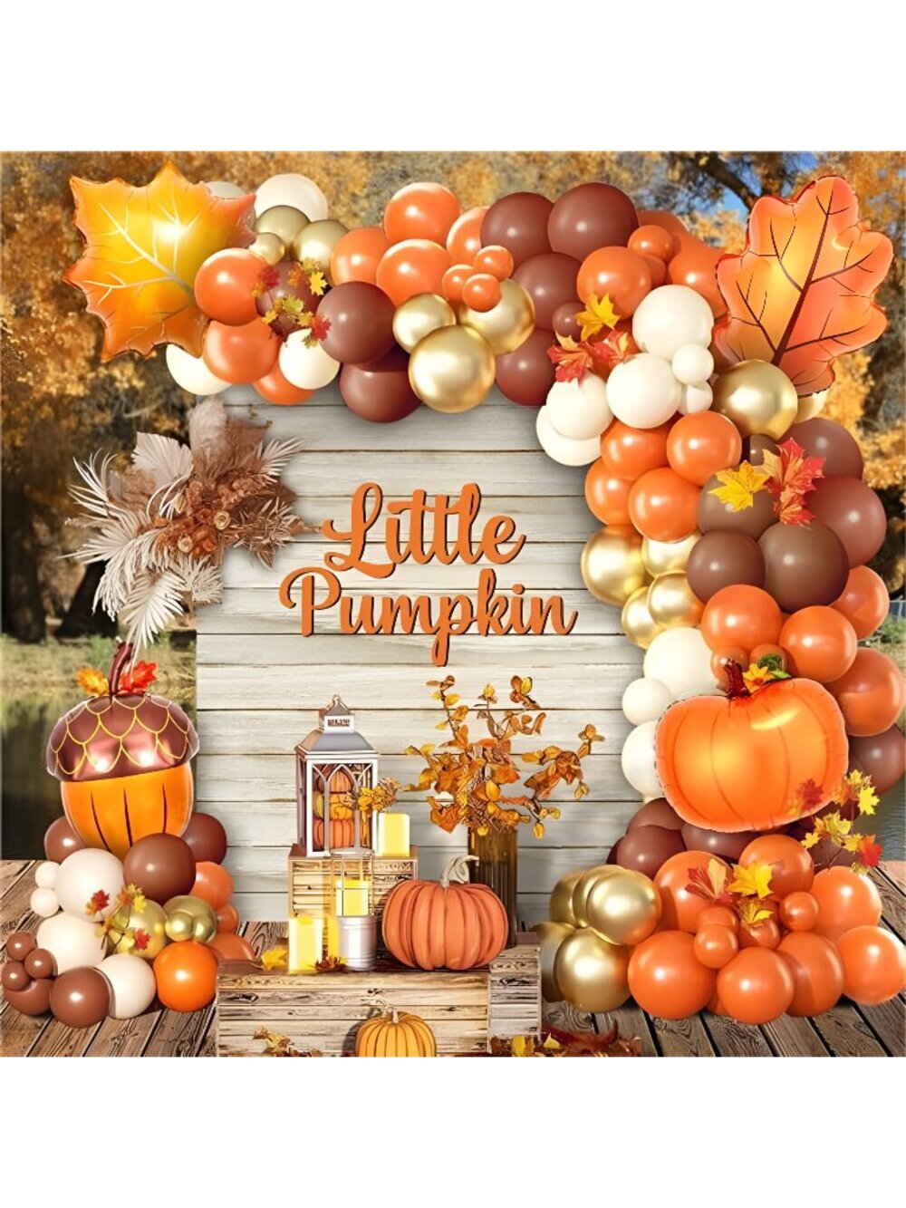 163Pcs Fall Thanksgiving Decorations Balloon Arch Kit, Fall Party Decorations